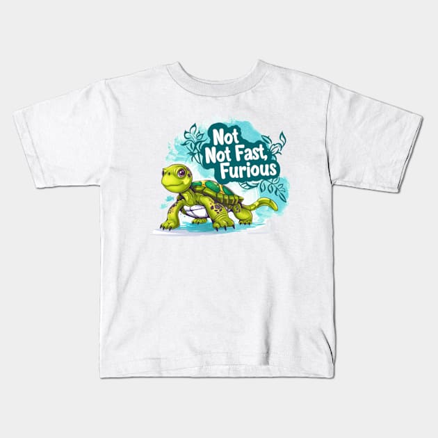 Not fast, Not Furious, turtle, watercolor, gift ideas Kids T-Shirt by Pattyld